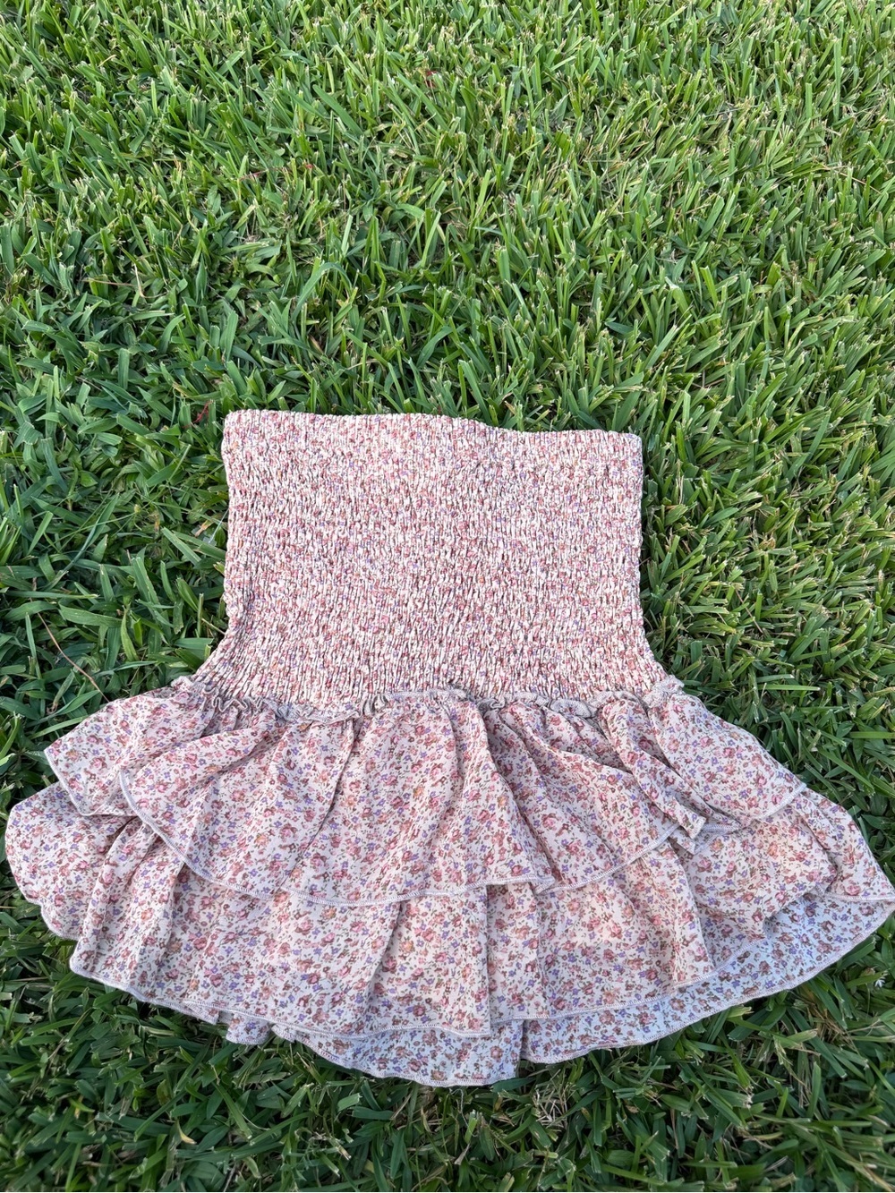 MABLE Floral Smocked Tiered Ruffle Skort Skirt Shorts Boho Cottagecore S NWOT - Picture 2 of 6